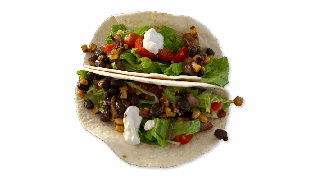 May 2025 Black Bean & Corn Tacos Recipe Header