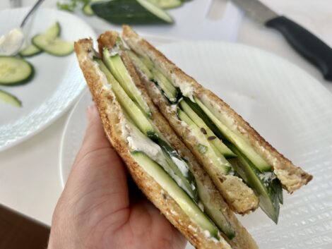 Completed cucumber sandwich, enjoy!