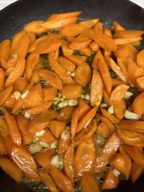 Caramelizing the carrots