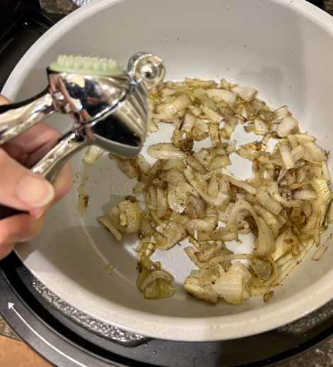 Onion and garlic cooking