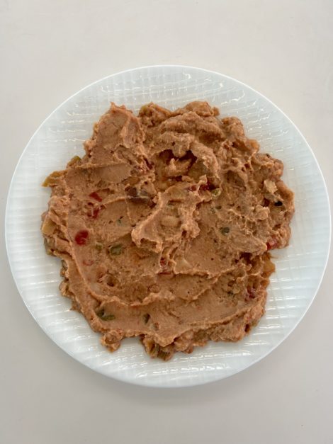 First layer of refried beans