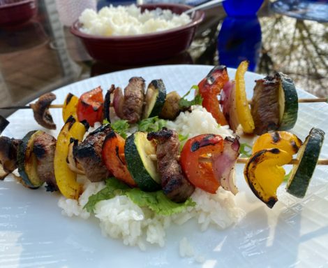 Beef Kabobs with Rice
