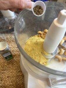 Blend ingredients together in a blender or food processor.