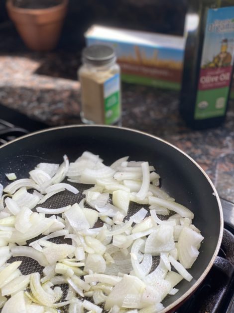 Vegan Meatballs - cooking onions